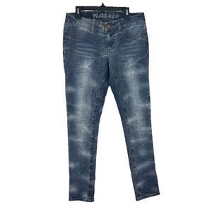 Mudd Women’s Size 7 Average Jegging Jeans Blue Crinkle Wash Stretch Skinny Fit